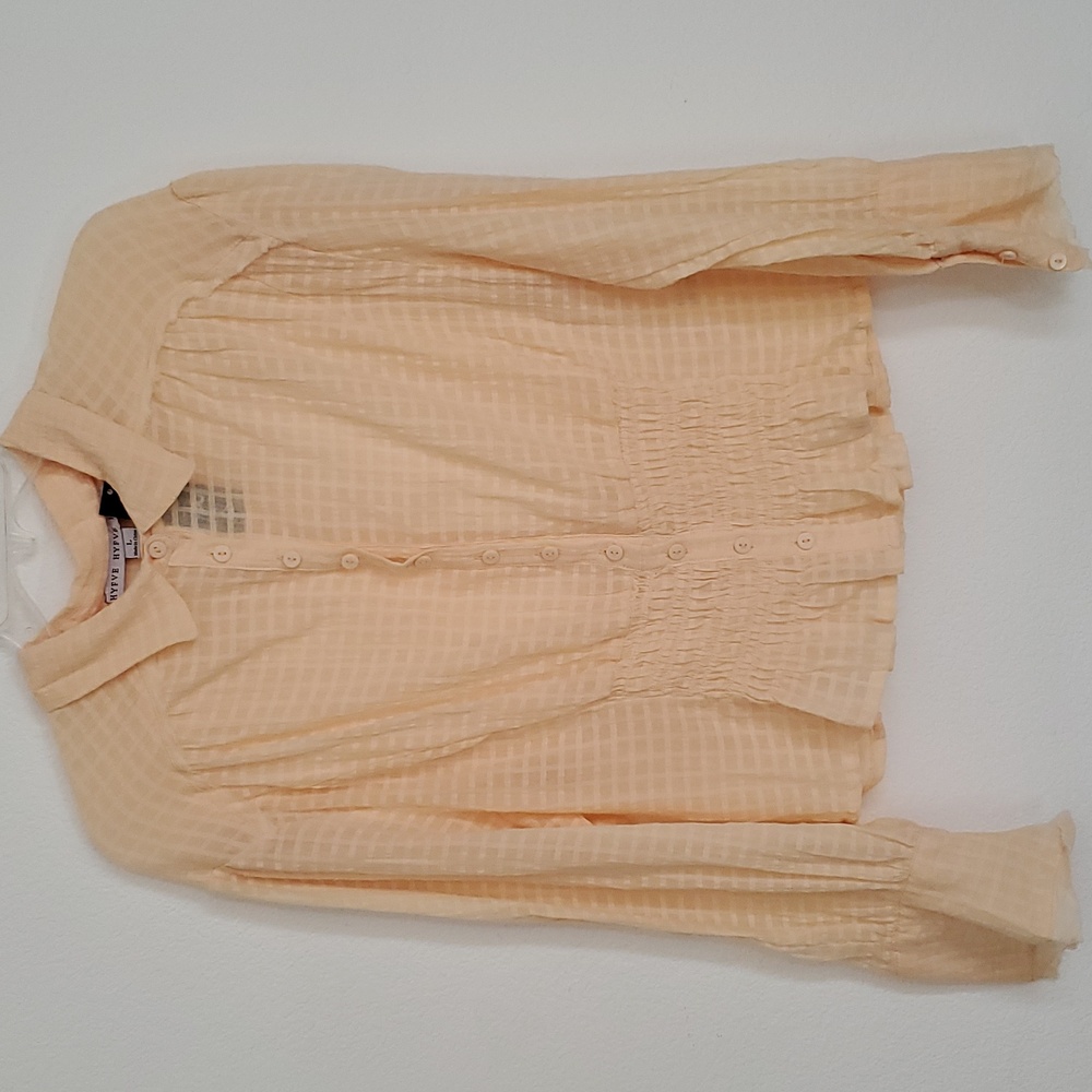 NWT HYFVE Peach Prairie Blouse L